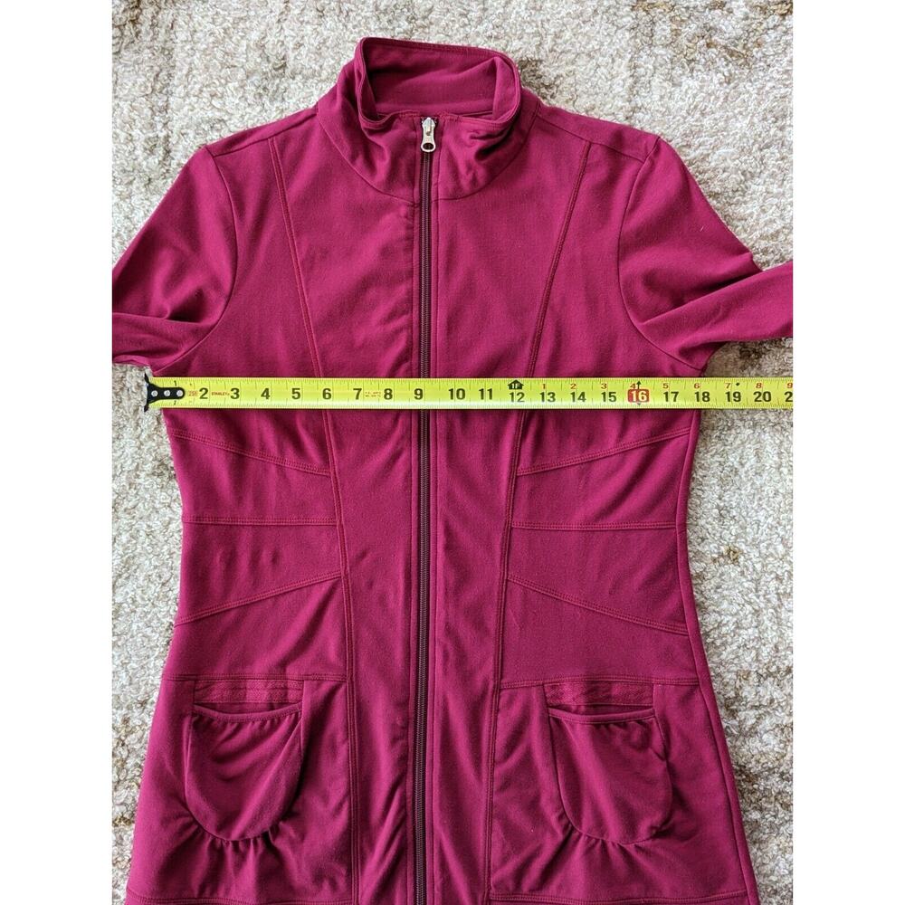 Neon Buddha Burgundy Red Women's Small Full 2-Way Zip Soft Knit Longline Jacket - Picture 4 of 6